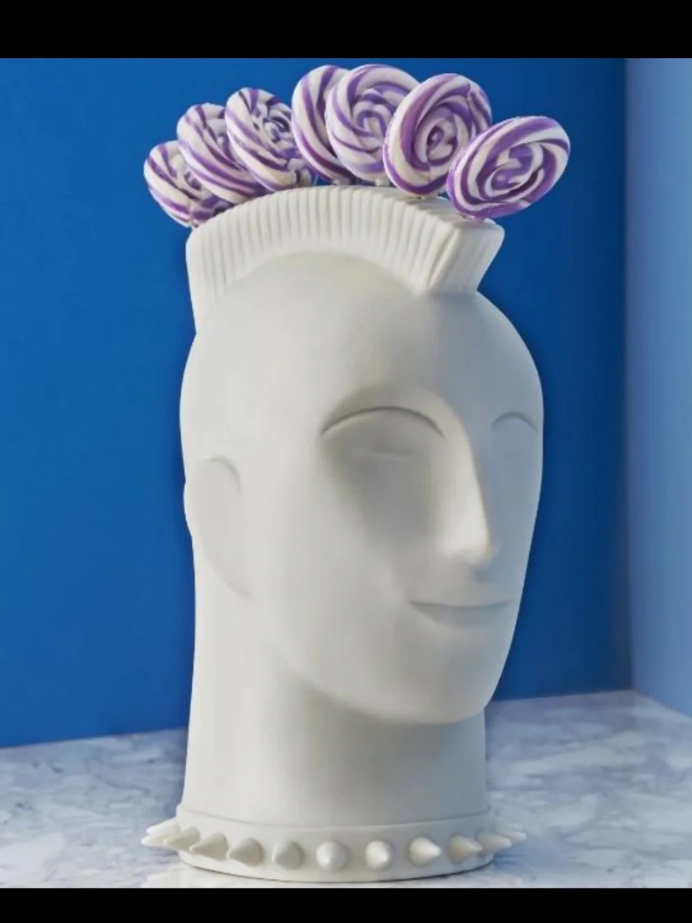 Jonathan Adler Mohawk Lollipop Holder White Porcelain Punk Rock Head Home. Decor